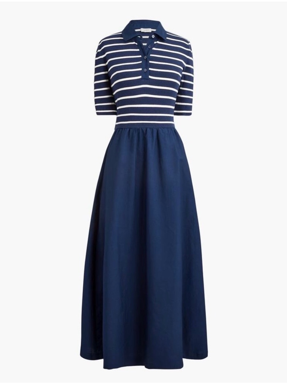 J.CREW Striped Collared Knit Navy A-line Dress with Pockets XL PETITE NWT - Picture 4 of 8